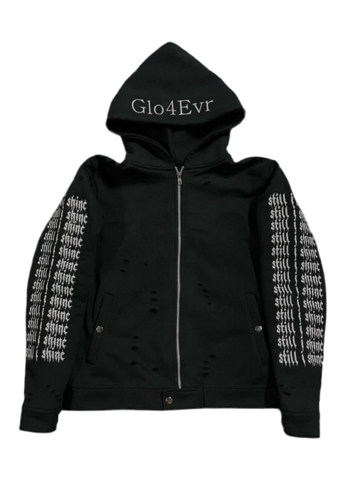 Still i Shine Distressed Zip Up