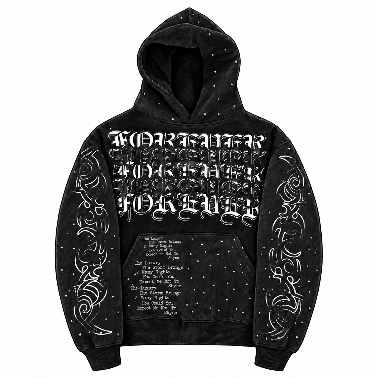 STARDUST HOODIE — front sketch mockup