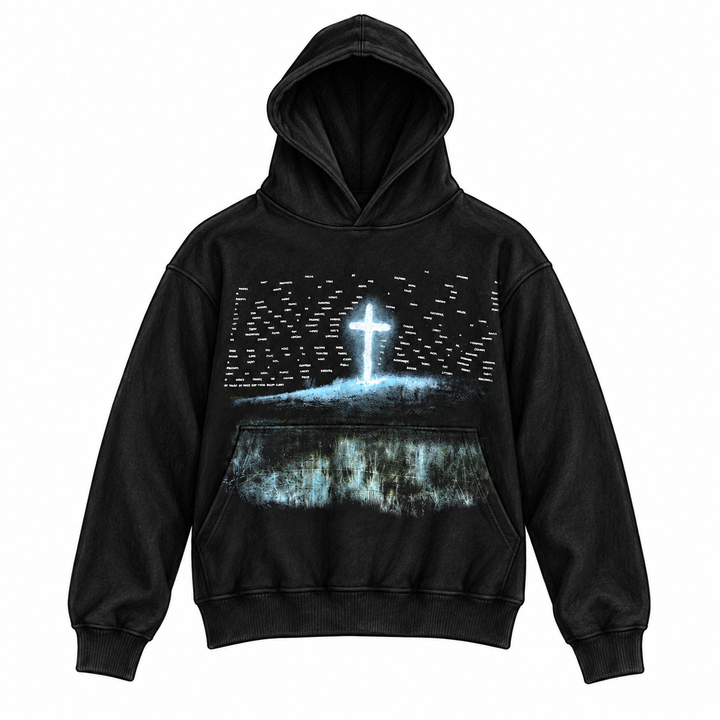 GLEAM HOODIE — front sketch mockup