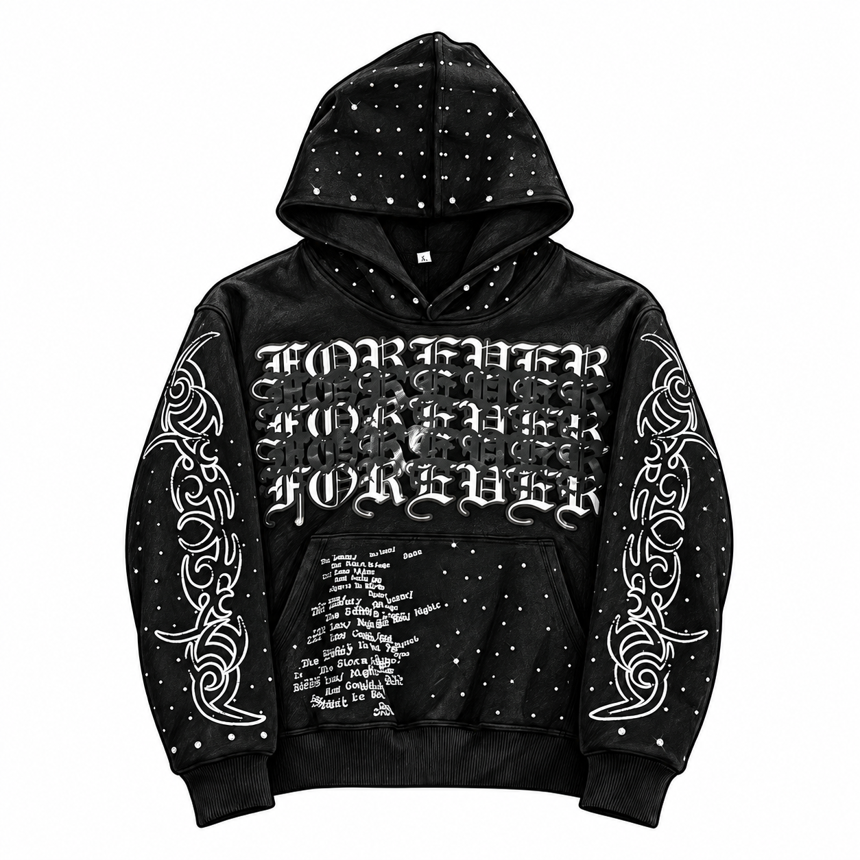 ONYX STARDUST HOODIE — front sketch mockup