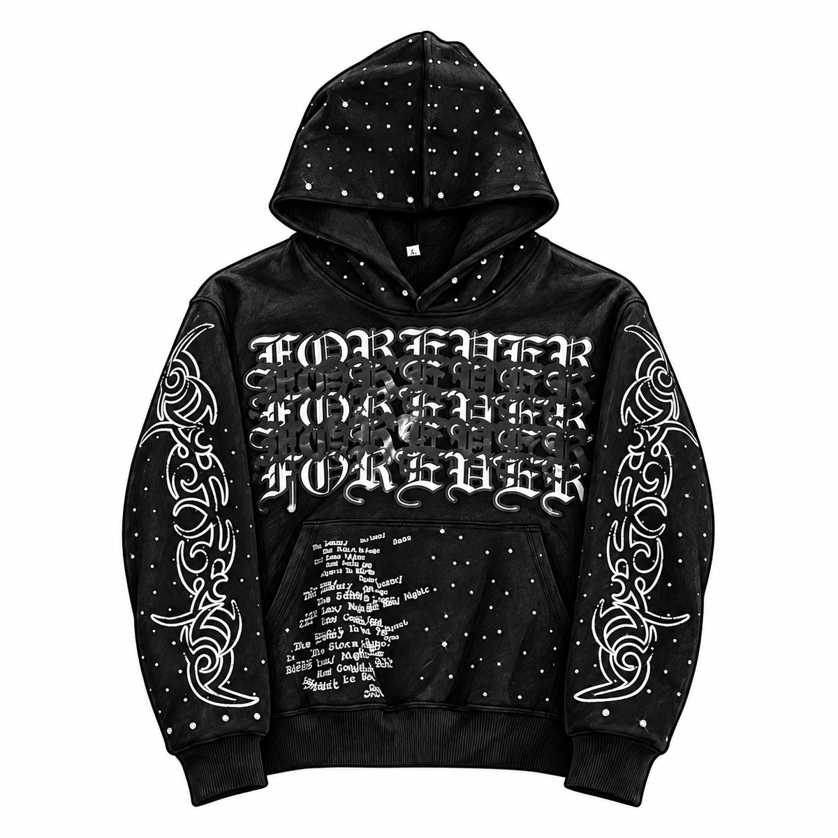 ONYX STARDUST HOODIE — front sketch mockup