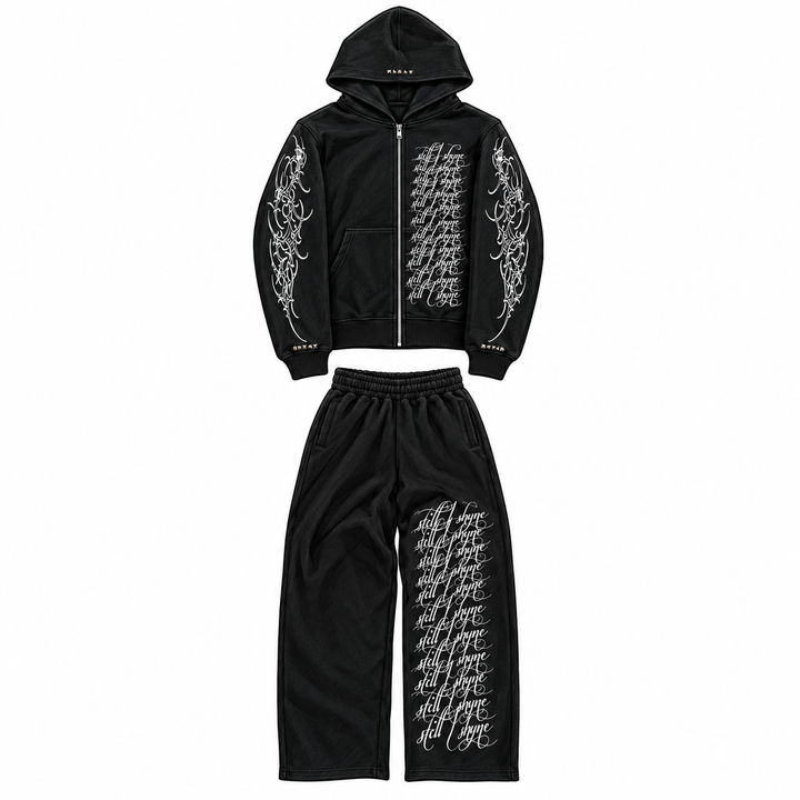 SHYNE SWEATSUIT — front sketch mockup